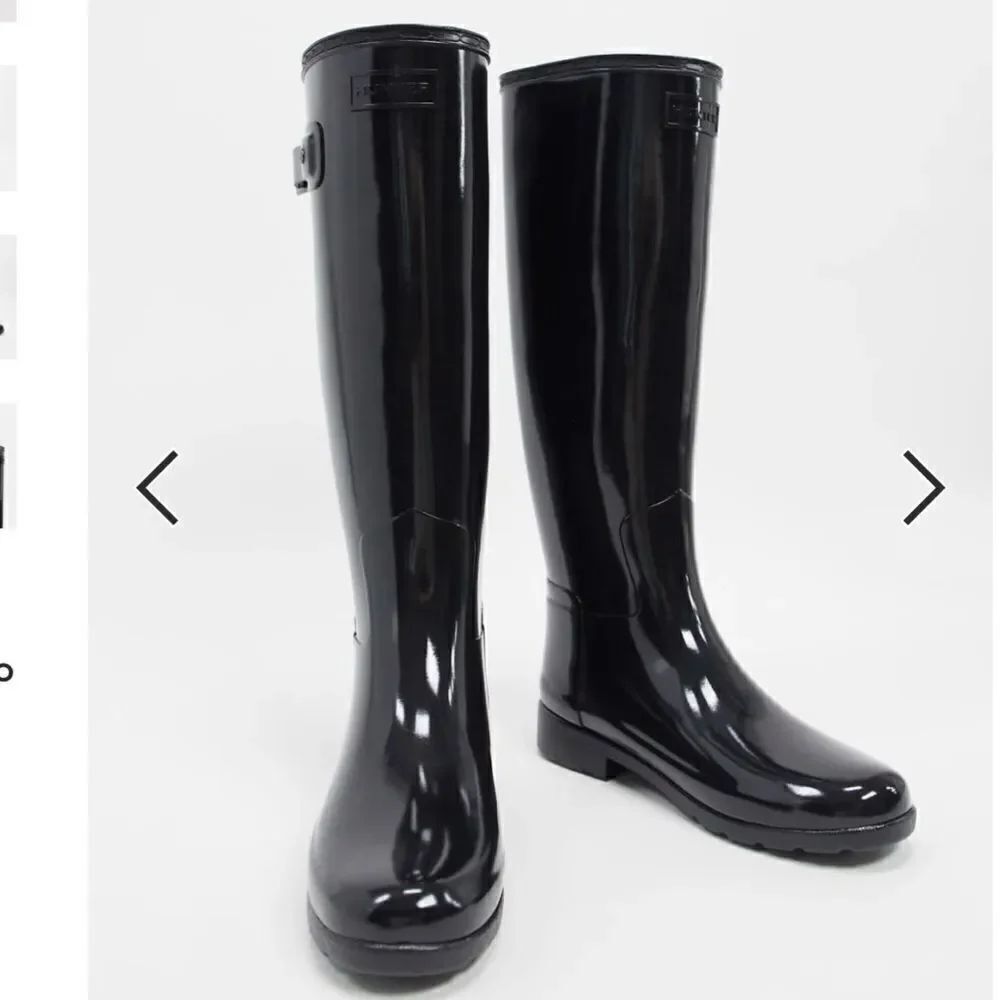 Hunter Original Refined tall wellington boots in black gloss